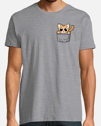 Tee shirt chat de poche orange mignon tostadora