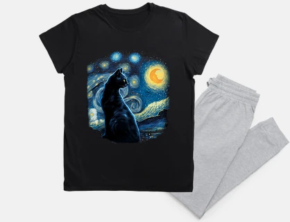 chat nuit lune peinture van gogh