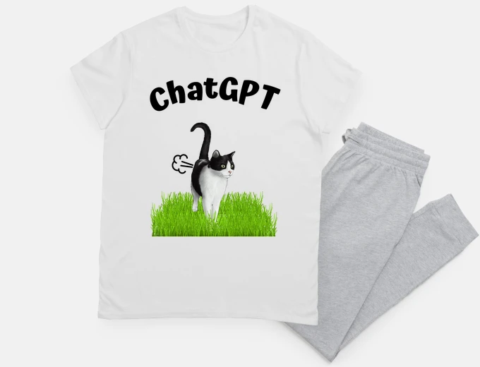 Pigiama chatgpt divertente gatto che scoreggia 