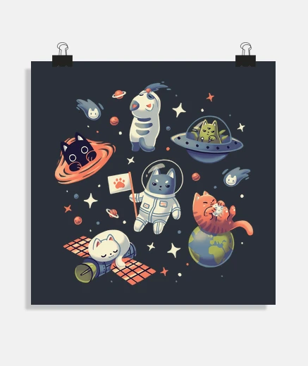 Poster chats dans l39espace