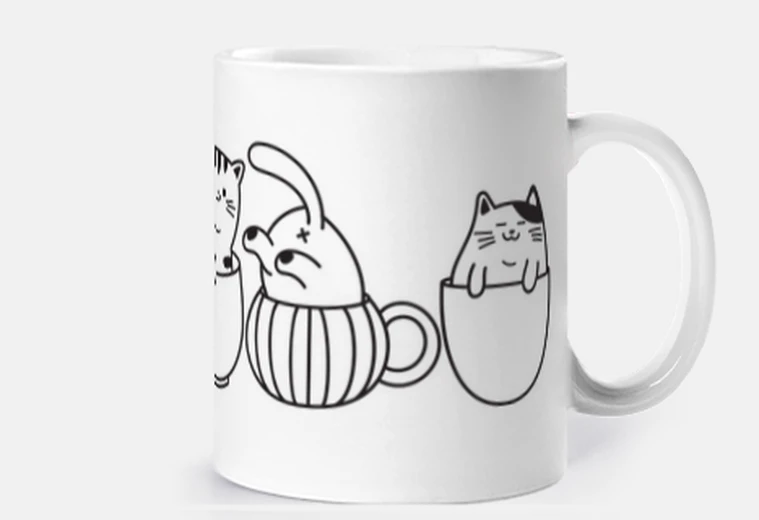 Mug chats dans une tasse à café funny  tasse café thé infusion tisane croissants 