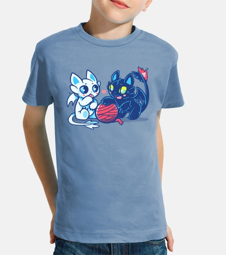 Vêtements chats de dragon de lumière et de nuit - chemise d'enfants
