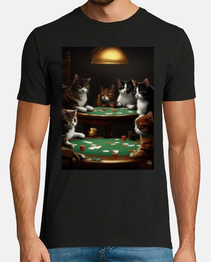 Tee-shirt chats jouant au poker
