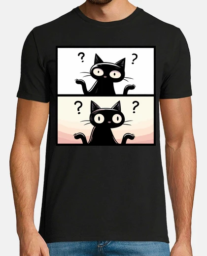Tee-shirt chats noirs confus