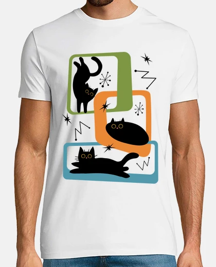 Tee-shirt chats noirs du milieu du siècle