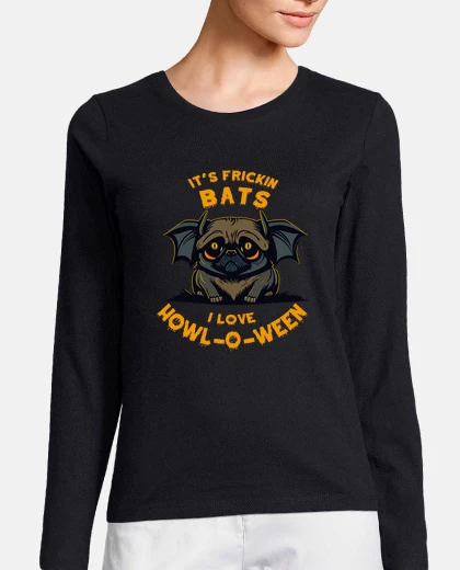 Tee-shirt chauve-souris mignonne de chien carlin 