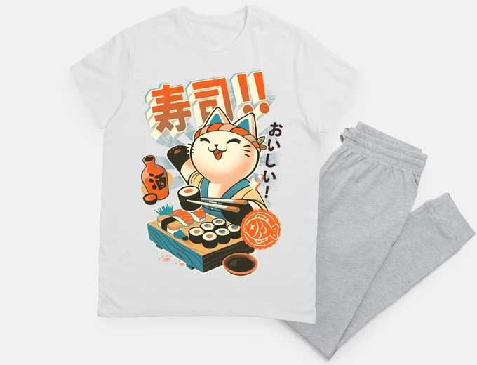 Pyjama chef de sushi - cuisine de chat mignon - restaurant japonais