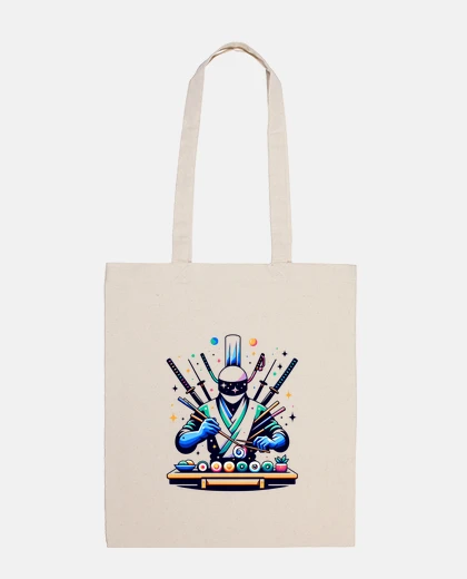 Sac chef samouraï avec sushi et katanas