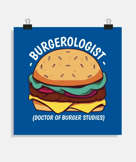 Poster chef specialista medico hamburger cuoco decorazione per ristorante.