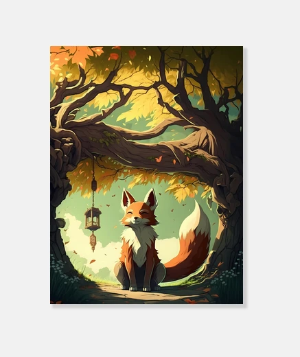 Tableau chemin vers la paix yeux fermés renard 