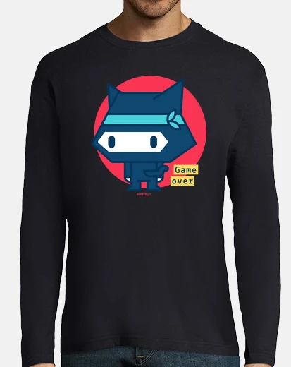 Tee-shirt chemise à manches longues homme ninja chat (différents modèles et couleurs)
