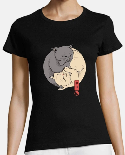 Tee-shirt chemise chats yin yang femme