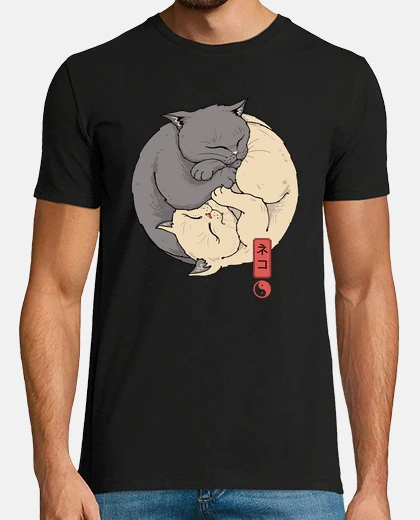 Tee-shirt chemise chats yin yang homme