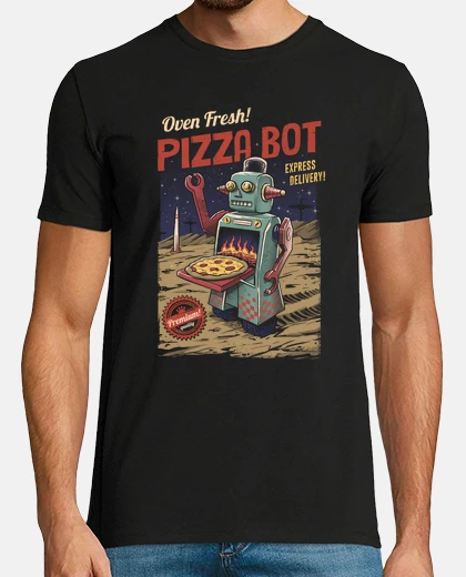 Tee-shirt chemise de bot de pizza mens