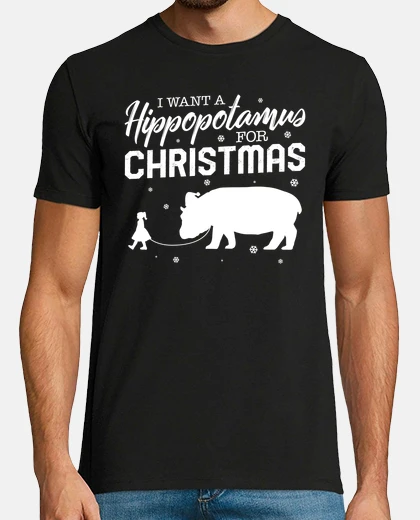Tee-shirt chemise de noël je veux un hippopotame pour le tee-shirt de noël mignon hippo amant cadeau de noël f