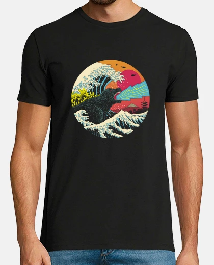 Tee-shirt chemise rétro kaiju wave mens