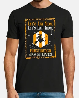 chemise de costume de sorcière d’halloween la ponctuation drôle sauve des vies permet de manger les 
