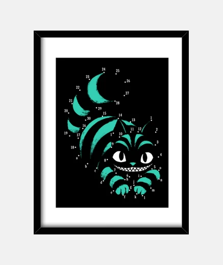 Framed cheshire dot - all mad here - wonderland