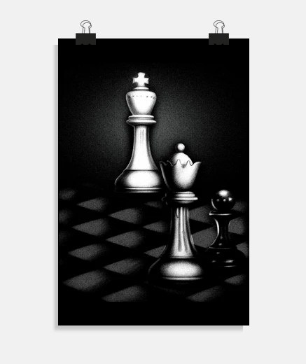 Poster chess game chessboard wooden pieces poster decoration bedroom club room