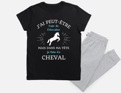 Pyjama cheval femme humour équitation fille tostadora