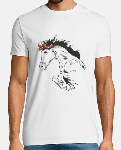 Tee-shirt cheval ,pur sang ,avec ,bandana