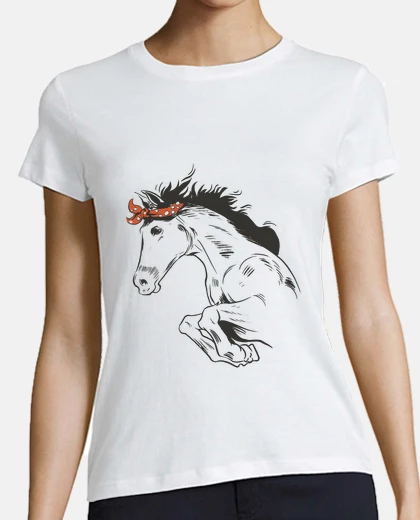 Tee-shirt cheval, pur sang ,avec, bandana