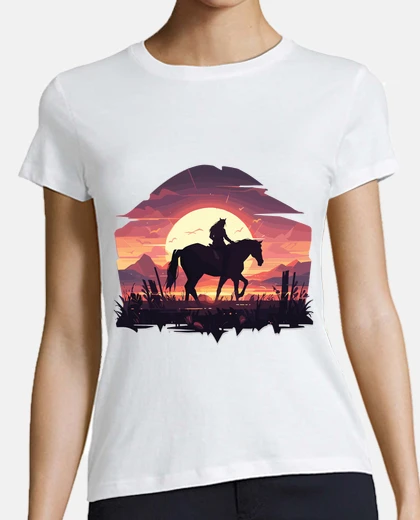 Tee-shirt cheval western balade cheval coucher de