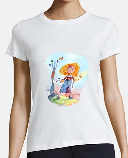 Tee-shirt cheveux orange bouclés
