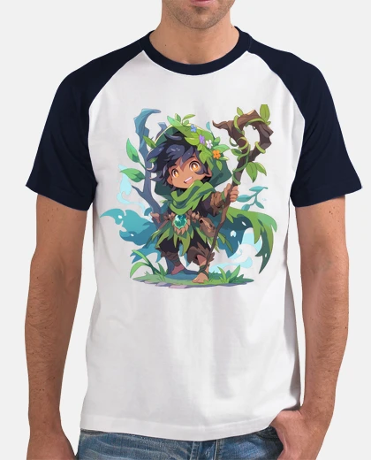 T-shirt chibi druido con la natura