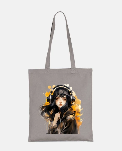Bolsa chica adolescente lofi con mochila de estudiante de moda con auriculares