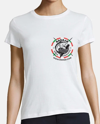 Playera Chica, estilo béisbol, blanca y roja logo negro ikurriña corazón handi