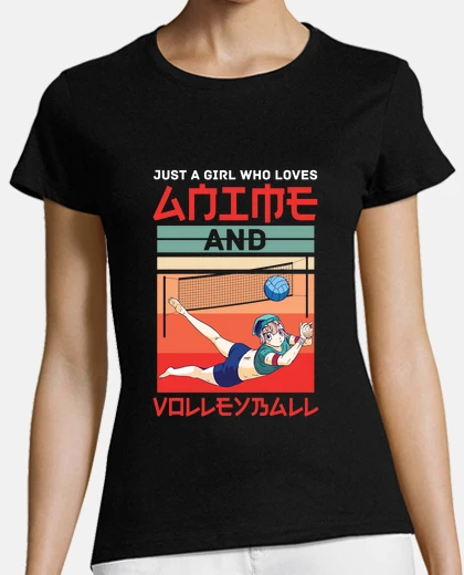 Playera chica que ama el anime y el voleibol