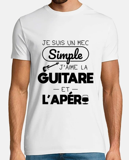 Camiseta chico sencillo le gusta la guitarra y e