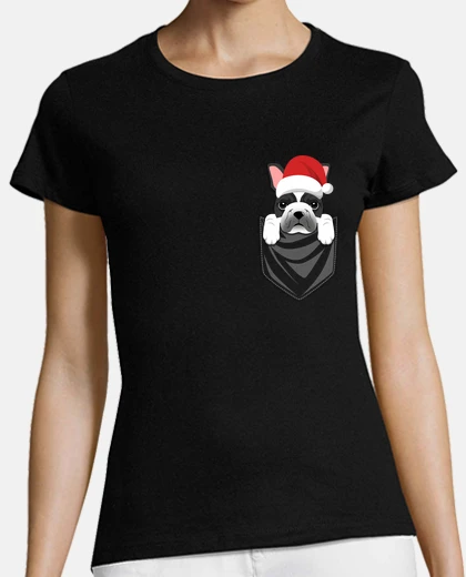 Tee-shirt chien bouledogue francais poche graphiq