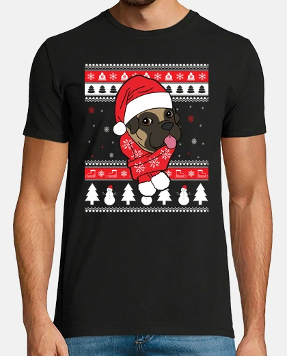 Tee-shirt chien bullmastiff de noël