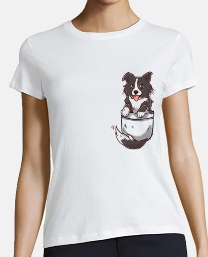 Tee-shirt chien de poche border collie - chemise femme