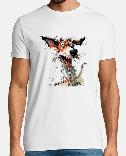 Tee-shirt chien fou effrayant et rigolo remarquab