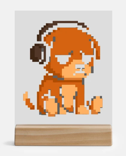 Metacrilato chien pixel avec casques - par ip