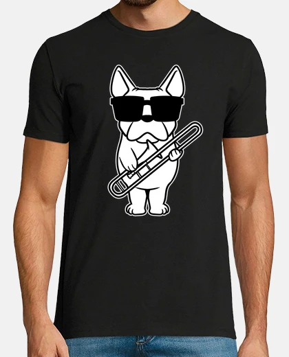 Tee-shirt chien tromboniste joueur de trombone av