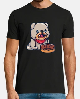 chien pug avec un gateau