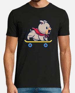 chien pug sur un skate