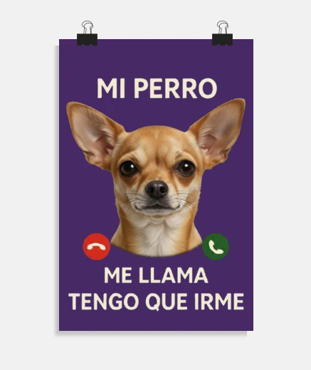 Poster chihuahua humour telephone elevage poster bureau salon atelier boutique stand magasin affiche 