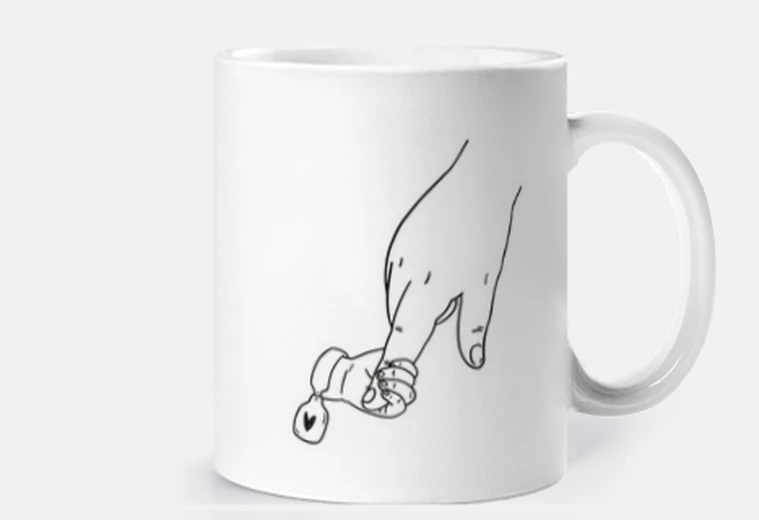 Cup child by the hand, father, mother, romantic tenderness,