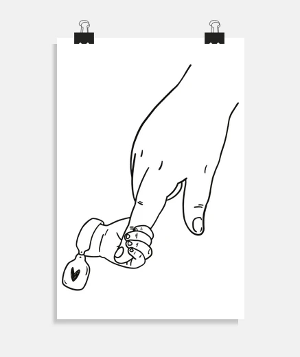 Poster child by the hand, poster decoration father, mother, romantic tenderness,