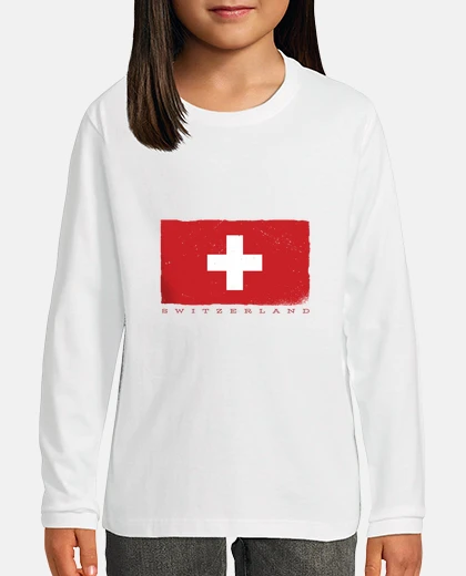 Kids child flag t-shirt of team supporter and national love, switzerland vintage gru