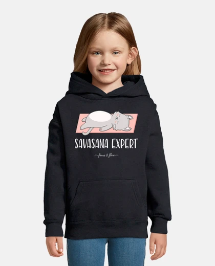 Kids children&#39;s sweatshirt cat yoga savasana expert