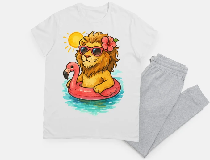 Pajama Chillin Summer Flamingo Lion