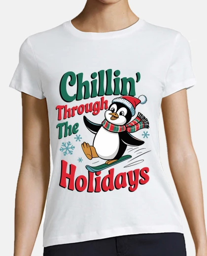 Playera chillin through holidays penguin