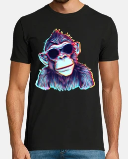 chimpancé con gafas de sol 80s glitch r