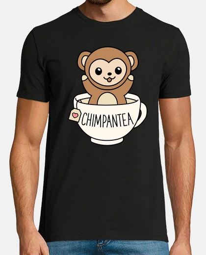Tee-shirt Chimpantea Cute Chimpanzee Tea Gift Funny Pun Chimp Kawaii